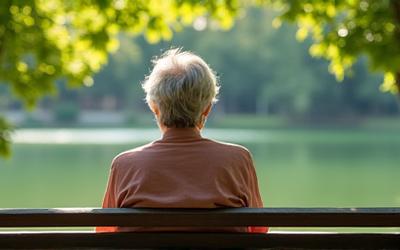 Person relaxing in nature, away from tech devices