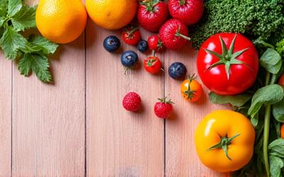 Fresh, vibrant fruits and vegetables